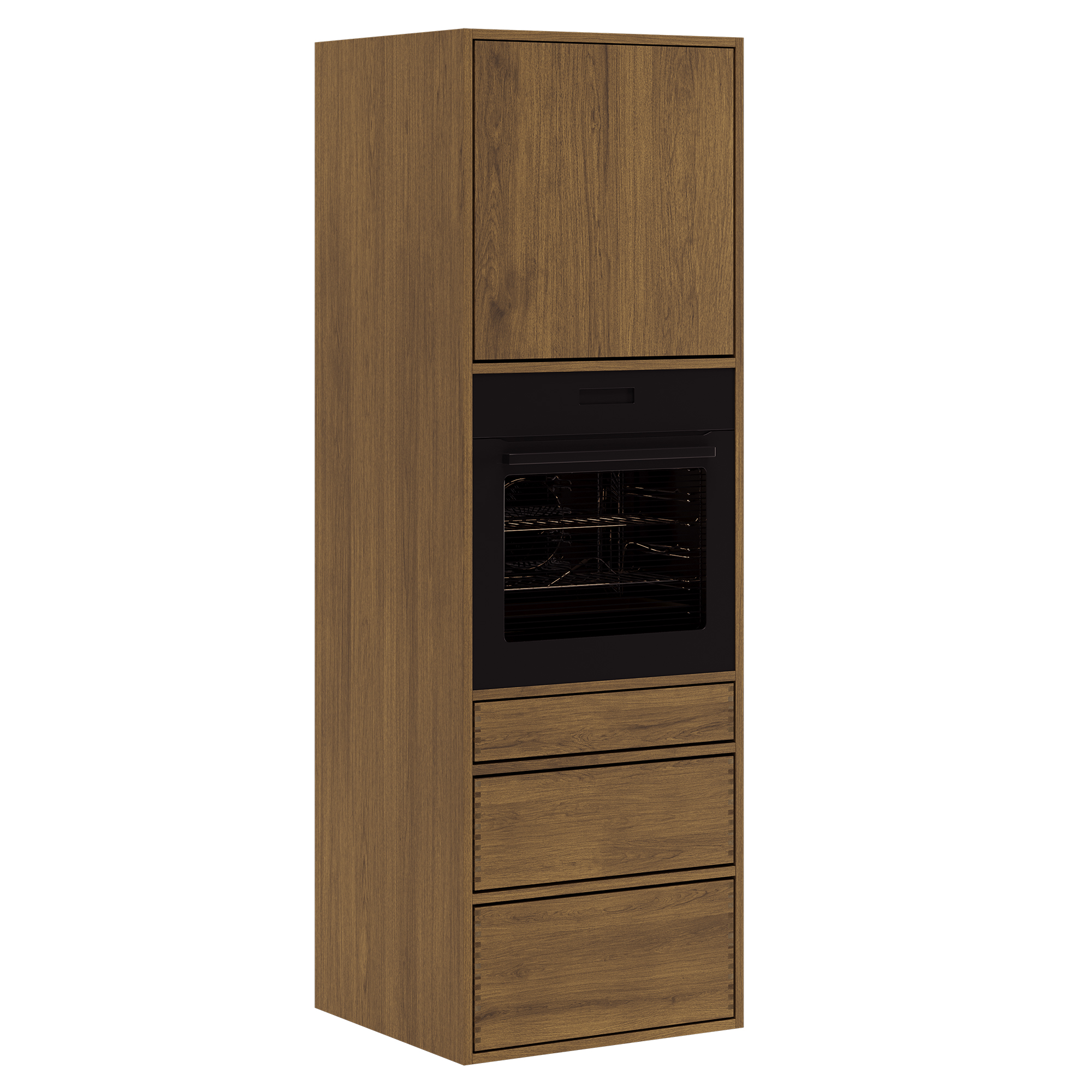 60 cm Donkergekleurd Just Wood Push Hoogkast voor oven