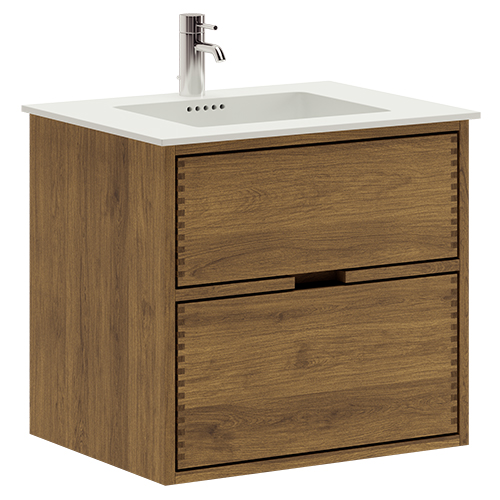 60 cm Donkergekleurd Just Wood badmeubel met 2 laden