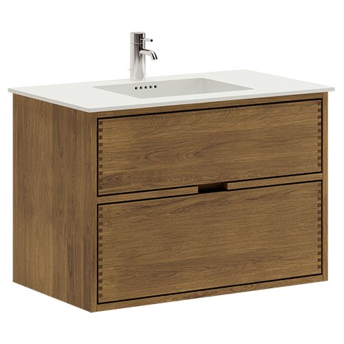 80 cm Donkergekleurd Just Wood badmeubel met 2 laden